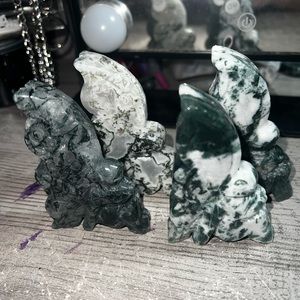 Crystal moss agate fairy carvings